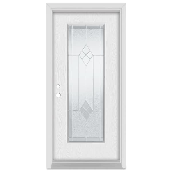 32 in. x 80 in. Geometric Right-Hand Full Lite Zinc Finished Fiberglass Oak Woodgrain Prehung Front Door