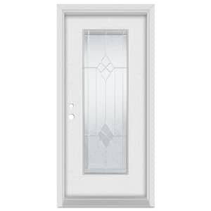 36 in. x 80 in. Geometric Right-Hand Full Lite Zinc Finished Fiberglass Oak Woodgrain Prehung Front Door