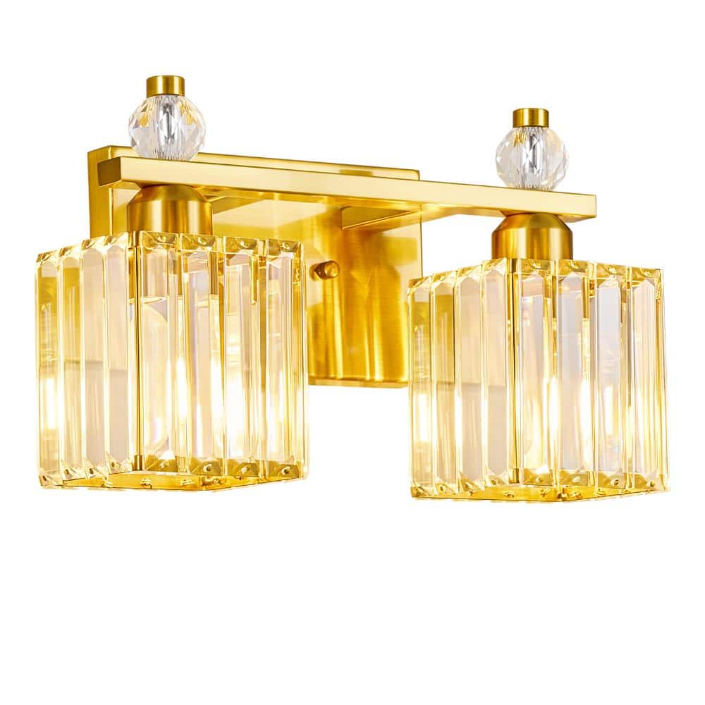 13.77 in.2-Light Gold Crystal Vanity Light For Bathroom price history on PriceWatchPro