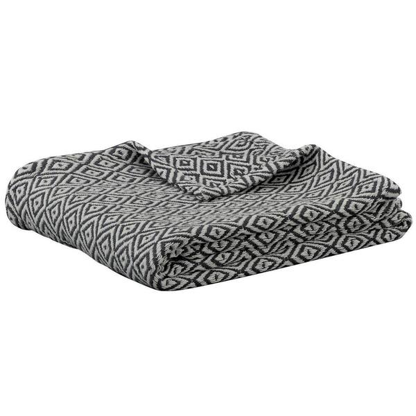 Split P Gray Natural Diamond Cotton Throw Blanket