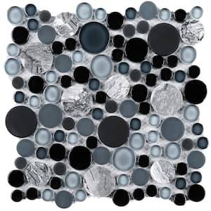 Bubble Art Fusion Blue 11.82 in. x 11.82 in. Geometric Glossy Glass Mosaic Tile (9.7 sq. ft./Case)
