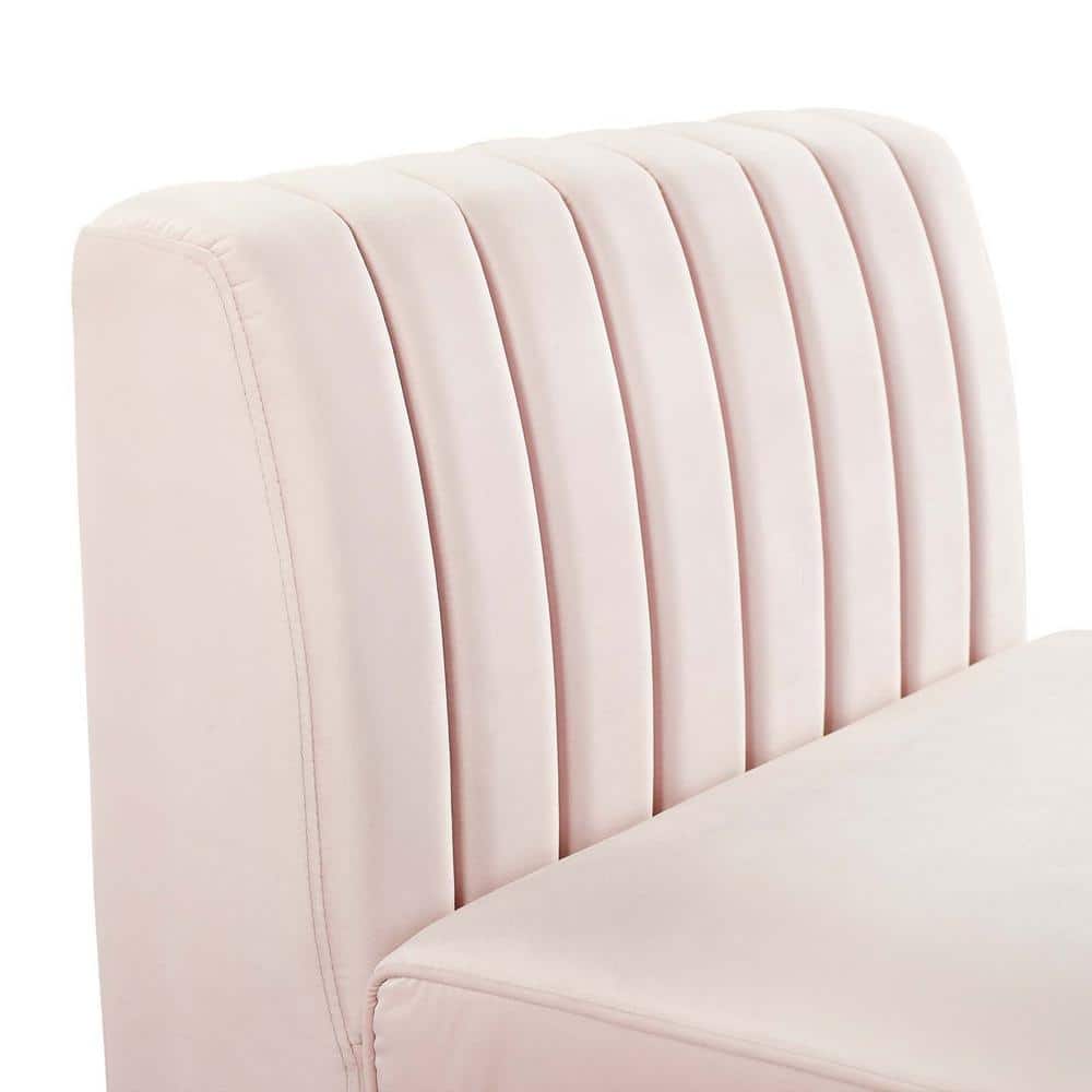 Triumph Channel Tufted Pink Velvet Armless Lounge Chair