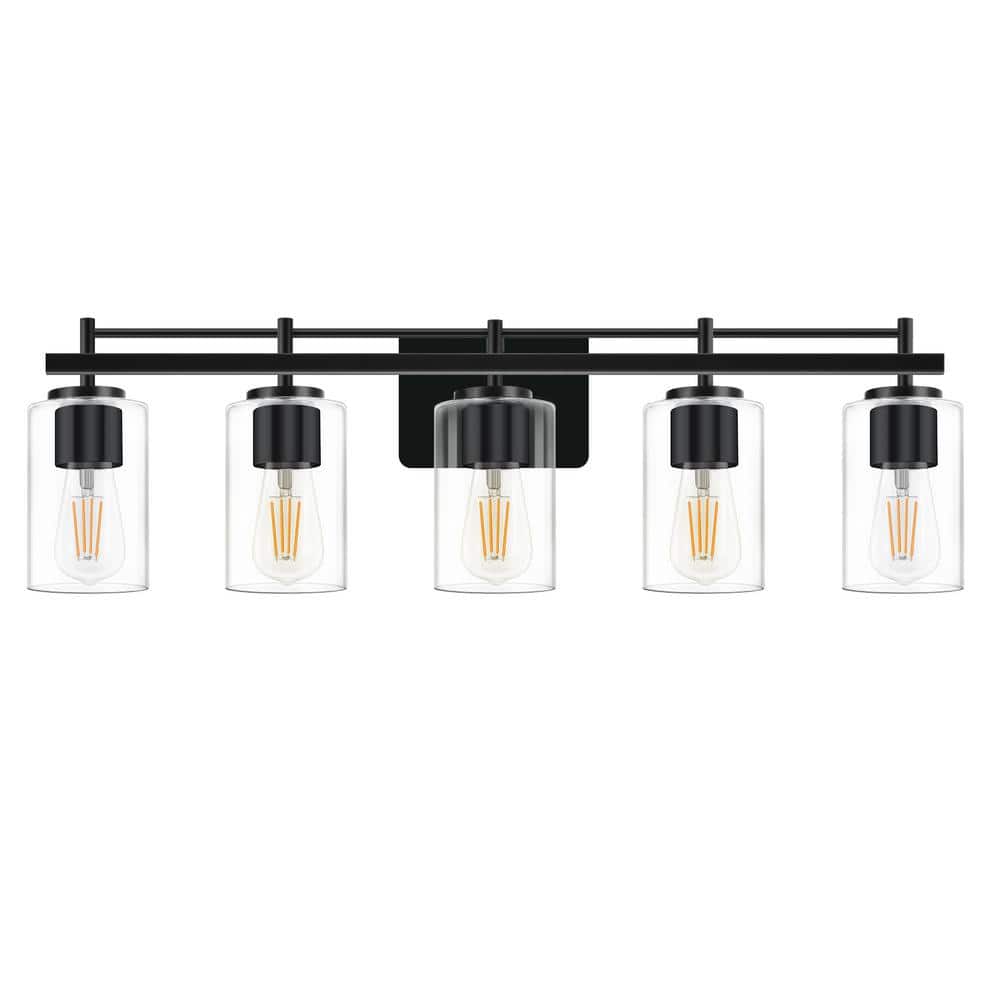 30.7 in. 5-light Black Vanity Light with Clear Glass Shade (1-Pack) price history on PriceWatchPro