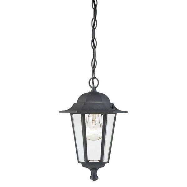 Westinghouse 1-Light Textured Black on Cast Aluminum Exterior Pendant with Clear Glass Panels