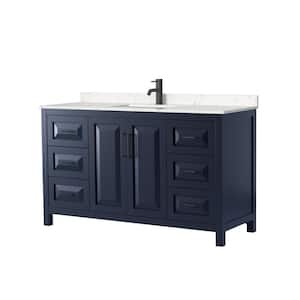 Daria 60 in. W x 22 in. D x 35.75 in. H Single Bath Vanity in Dark Blue with Carrara Cultured Marble Top