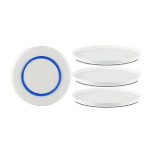 Palm Non-slip Salad Plate 8 in. White with Klein-Blue Base (Set of 4)
