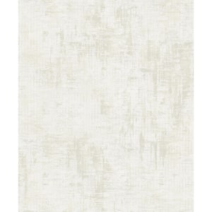 Lustre Collection Cream Distressed Plaster Metallic Finish Paper on Non-woven Non-pasted Wallpaper Roll