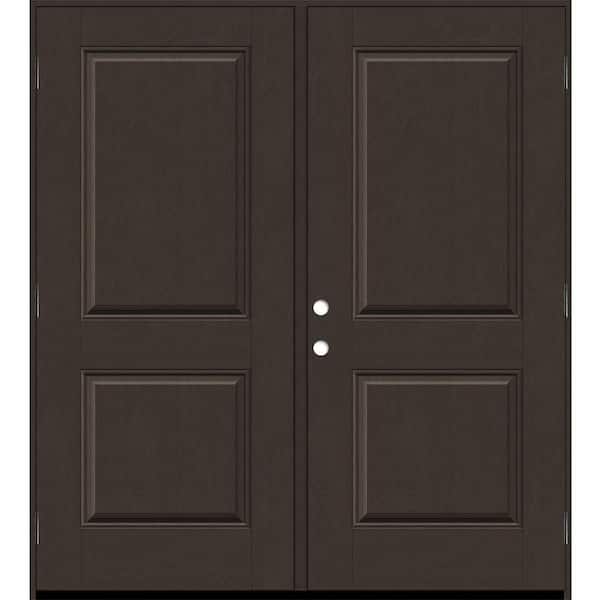 Regency 72 in. x 80 in. 2P Squaretop RHOS Hickory Stain Fiberglass Double Prehung Front Door with 4-9/16 Jamb
