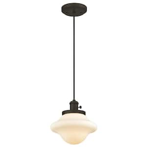 Wanda 1-Light Oil Rubbed Bronze Mini Pendant with Frosted Opal Glass Shade