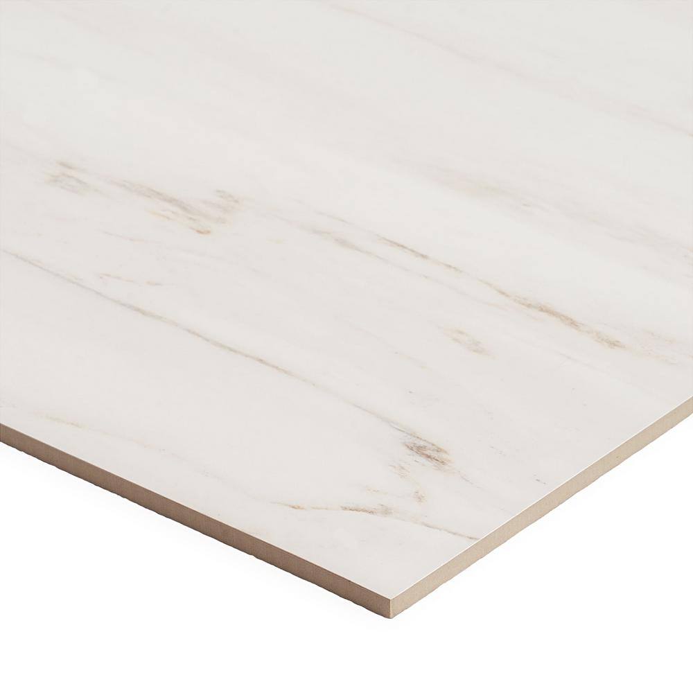 Saroshi Large White Polished Marble Look Porcelain Tile