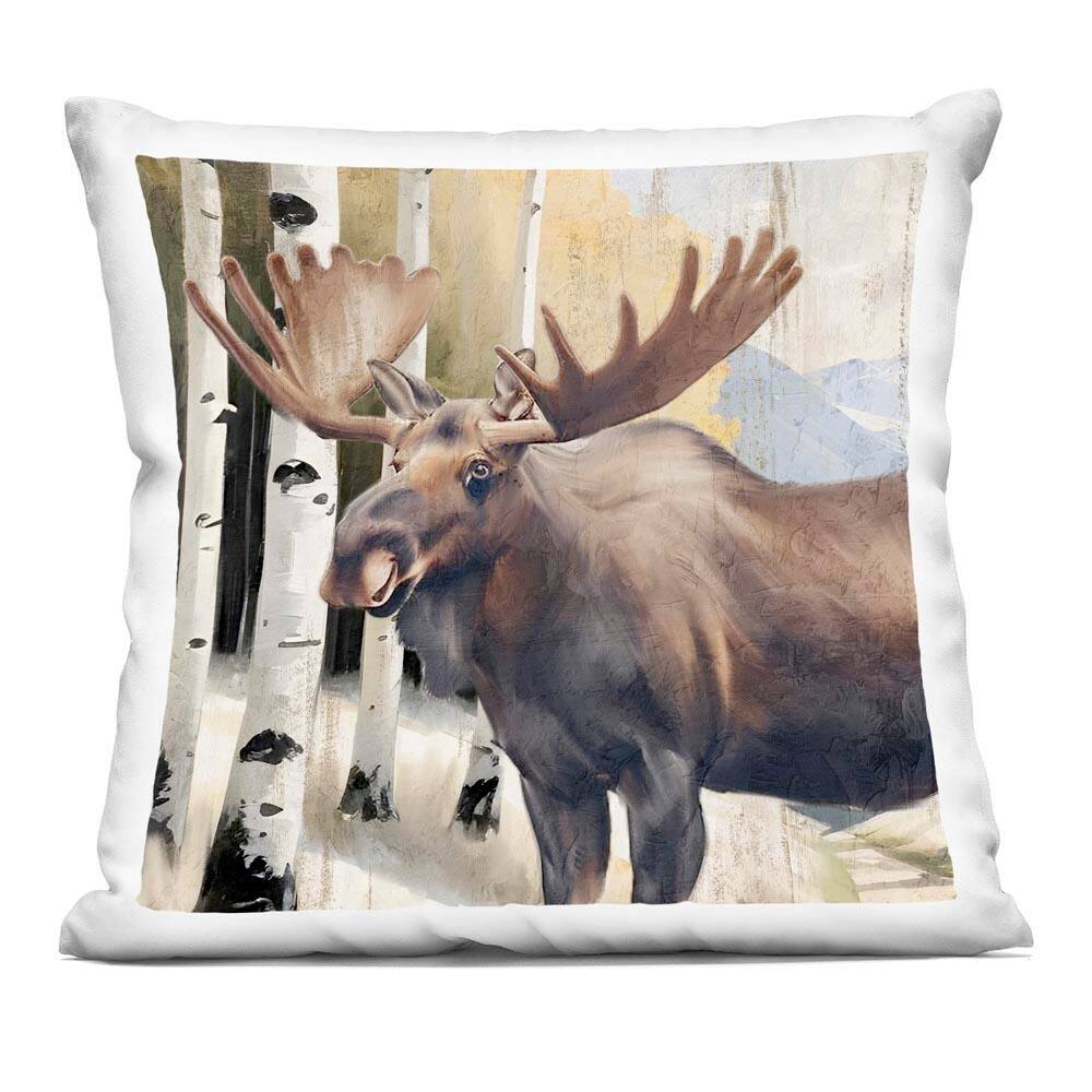 Mountain Walk Moose Portrait Brown Print Zipper Polyester 18 in. X 18 in. Throw Pillow price history on PriceWatchPro