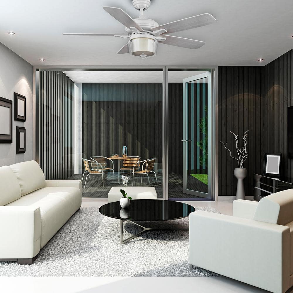 Home Decorators Collection 56057 52 in. Arbeth Integrated LED Indoor Matte White Ceiling Fan with Remote and Light Kit, image size:1000x1000