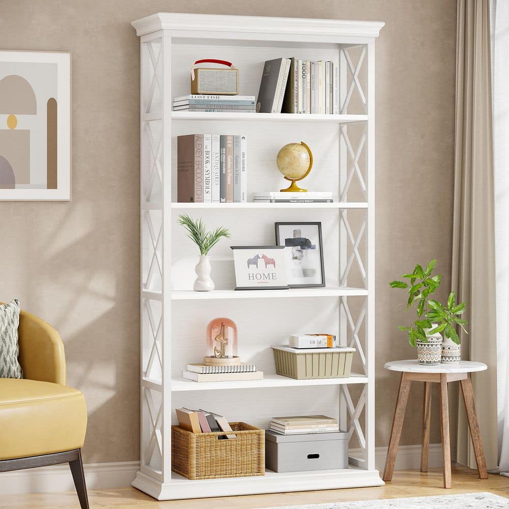 TRIBESIGNS WAY TO ORIGIN Frailey 70.9 in. Tall White Wood 5-Shelf