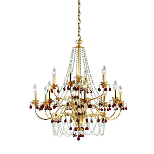 Eurofase Ambroise Collection 12-Light Gold Hanging Chandelier