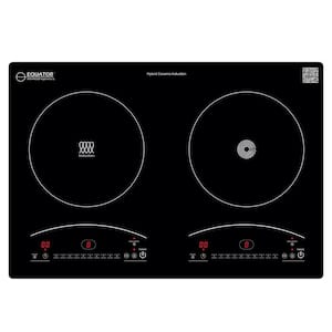 20 in. 110V Electric 2 Elements Hybrid Dual Ceramic-Induction Cooktop with 9 Power Levels in Black