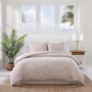 Jungle Palms 3 Piece Beige 100% Cotton Full/Queen Comforter Set