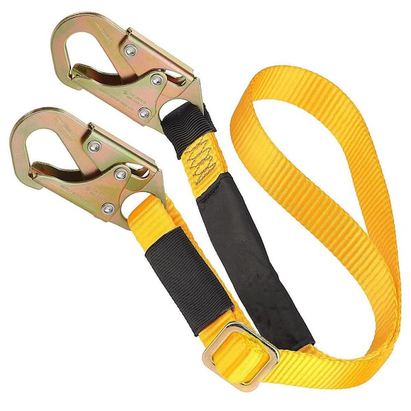 KIWDZFU 6 ft. Adjustable Tree Climbing Retractable Lifeline with Double Rebar Hook Safety Strap for Construction and Hunting