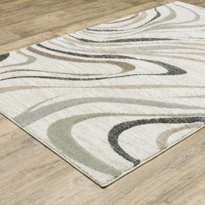 Chateau Beige/Multi-Colored 10 ft. x 13 ft. Abstract Swirl Polypropylene Indoor Area Rug