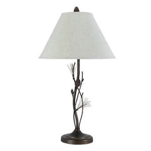 32 in. Rust Metal Table Lamp with Gray Empire Shade