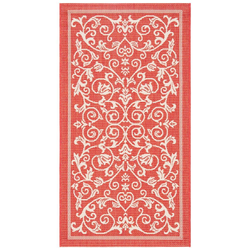 Courtyard Red/Natural Doormat 3 ft. x 5 ft. Border Indoor/Outdoor Patio Area Rug price history on PriceWatchPro