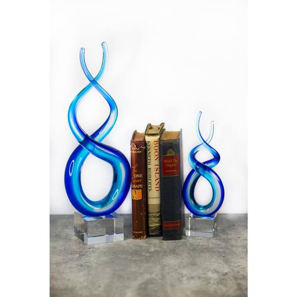 Badash Crystal Touch of the Blues Murano Style Art Glass Abstract