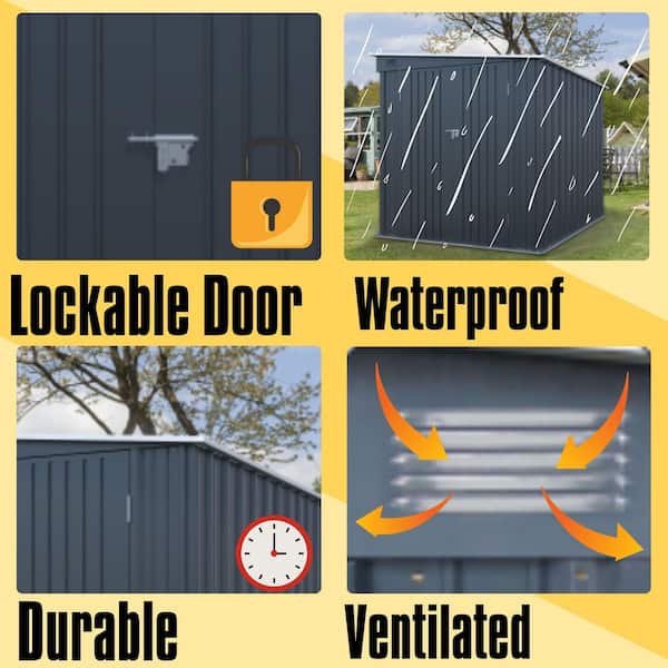 8 ft. W x 6 ft. D Metal Storage Shed with Vents for Garden and Backyard (40 sq. ft.)