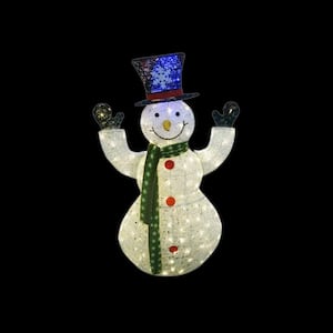 50 in. White Thread Snowman Decor with 100 LED Lights