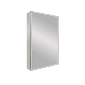 15 in. W x 26 in. H Small Rectangle Silver Aluminum Recessed/Surface Mount Medicine Cabinet with Mirror