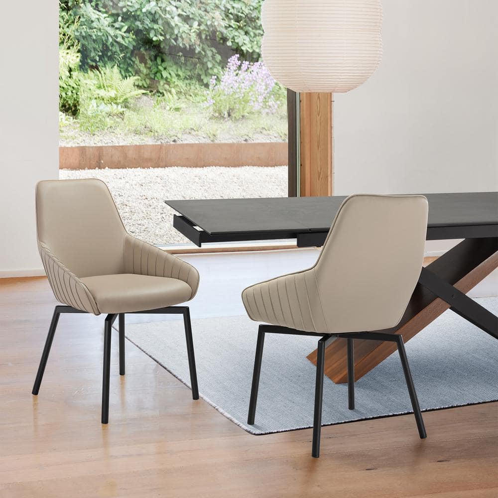 Shilo Champagne Faux Leather Dining Chair Set of 2