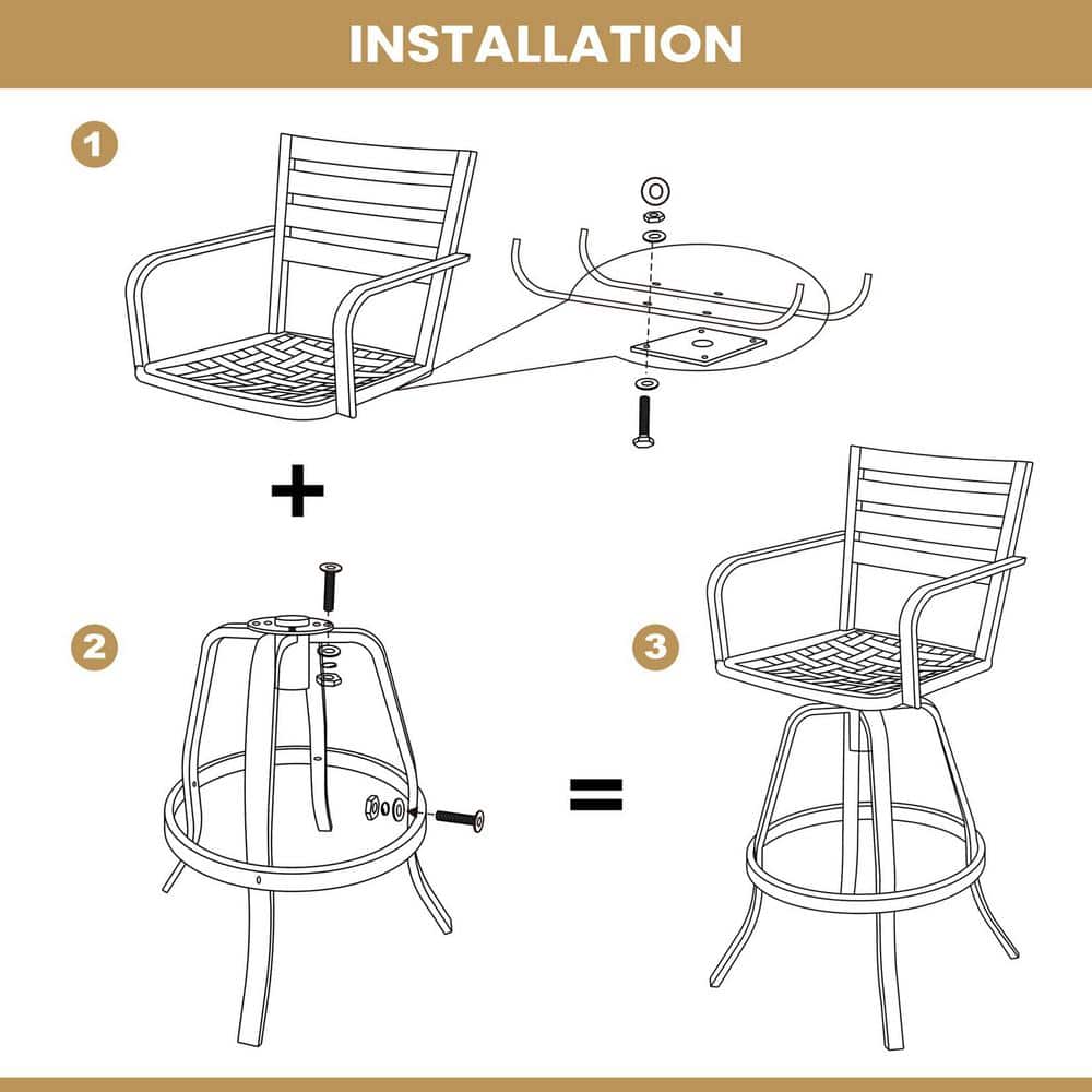 Outdoor Swivel Bar Stools with Cushions, Cast Aluminum, Set of 2