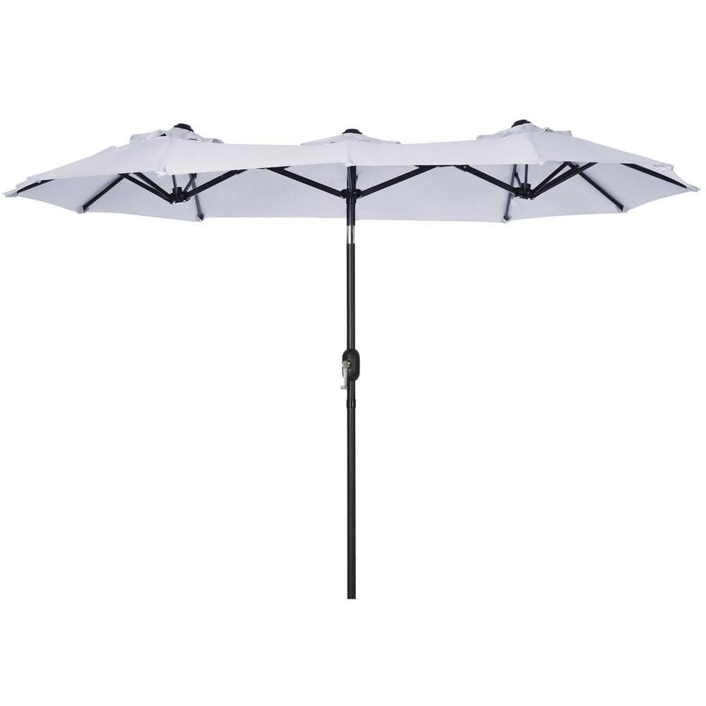 Cream 9.5 ft. Double-Sided Large Market Patio Umbrella with Push Button Til