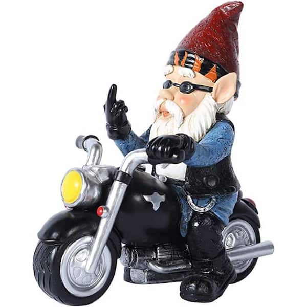 Garden Gnome Riding Motorcycle Funny Outdoor Gnome Decoration Indoor Outdoor Lawn Figurines for Home Yard Decor, Medium