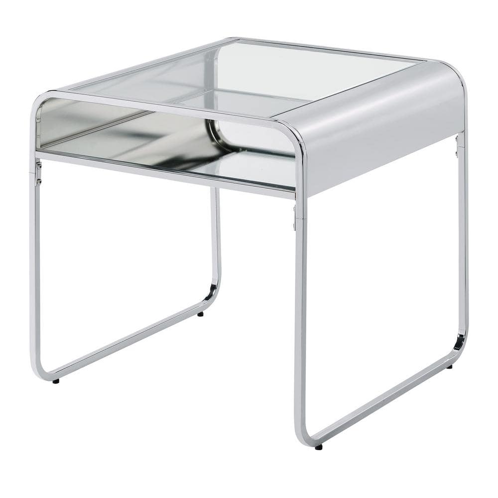 Mindry 24 in. Chrome Square Glass Top End Table - thumbnail 7