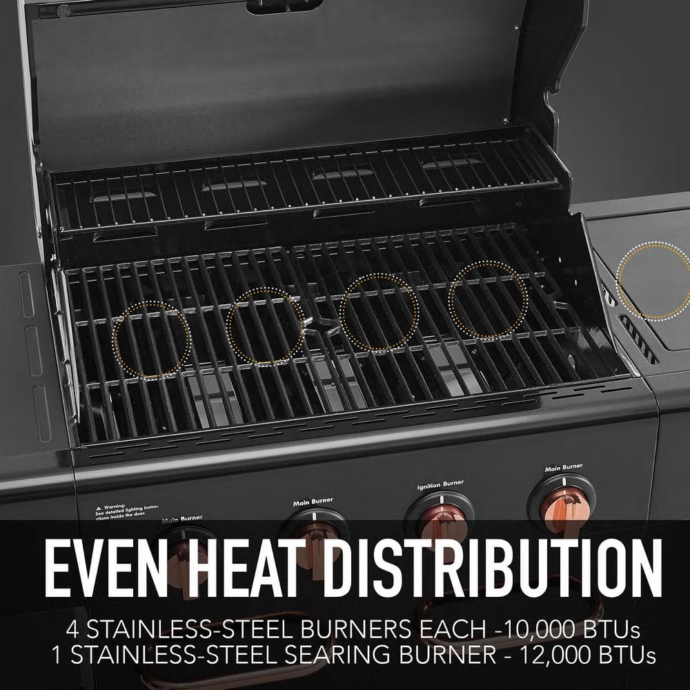 Kenmore Black and Copper 4-Burner Propane Gas Grill with Side Burner