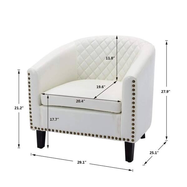 White leather barrel discount chair