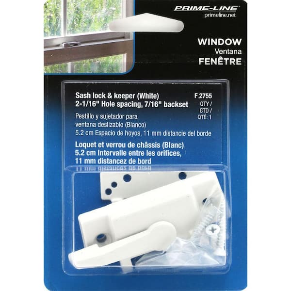 Prime-Line 2-1/16 in. Hole Center White Vinyl Window Sash Lock F