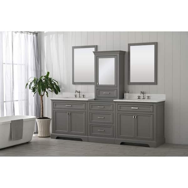 Milano 96 in. W x 22 in. D x 73 in. H Modular Bath Vanity in Gray with White Quartz Top