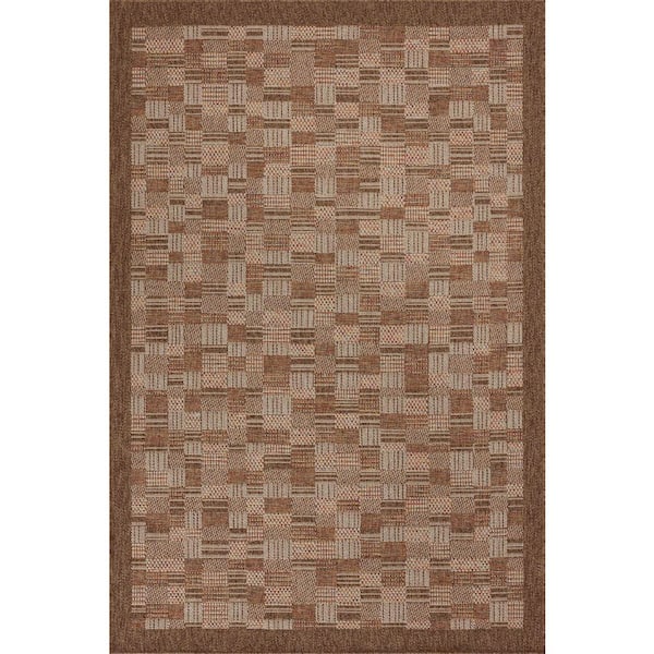 LOLOI II Merrick Chestnut/Fiesta 18 in. x 18 in. Sample Indoor/Outdoor Area Rug