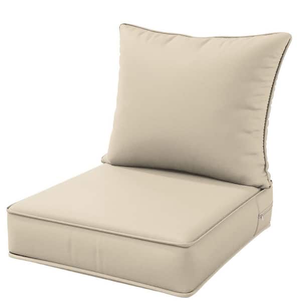 22 in. x 24 in. x 4 in. Square Outdoor Deep Seating Cushion Set Seat and Back Cushion for Lounge Chair Cream