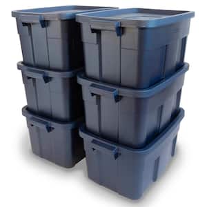 Roughneck 14-gal. Storage Tote Box in Dark Indigo Metallic (6-Pack)