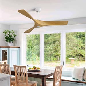 52 in. Modern White Ceiling Fan with 3 ABS Blades Remote Control Reversible DC Motor