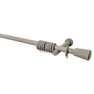 95 in. Intensions Single Curtain Rod Kit in Smoke with Saxy Finials with Open Brackets and Rings