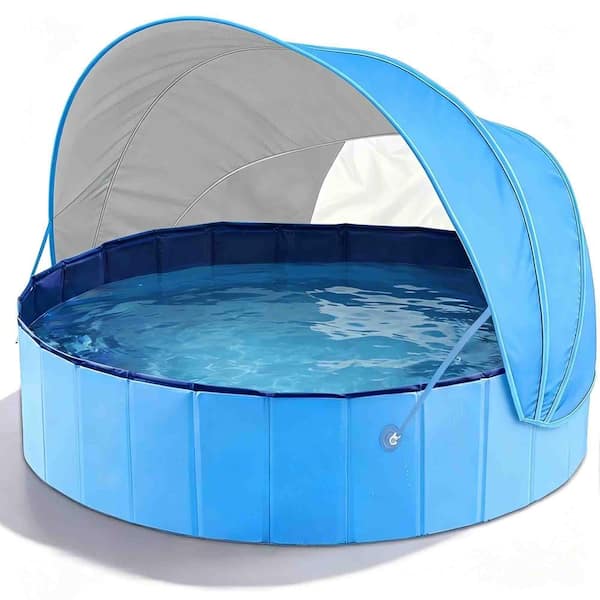 48 in. x 35 in. Foldable Round Kiddie Pool with Sun Canopy