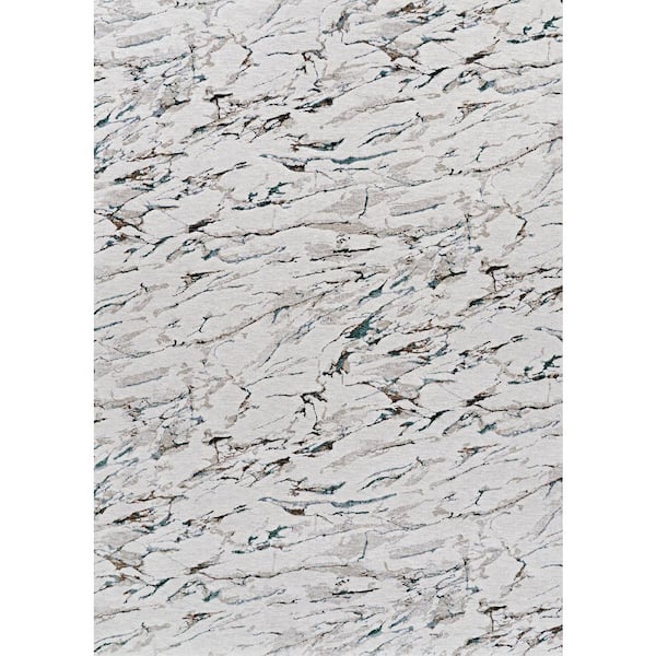 Sonnet Marbre 9 x 12 Powder Blue-Ivory Abstract Indoor Area Rug