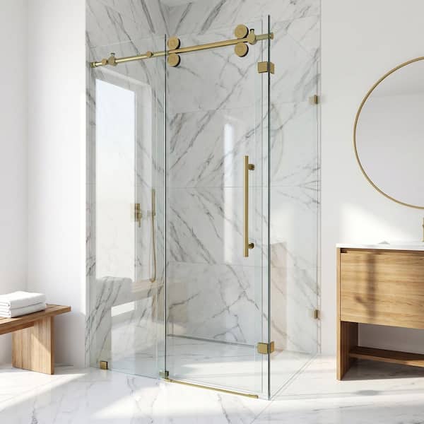 VIGO Winslow 35 in. L x 46 in. W x 74 in. H Frameless Sliding