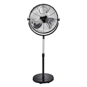 20 in. High-Velocity Heavy Duty Metal Pedestal Standing Fan in Black for Industrial, Commercial, Residential