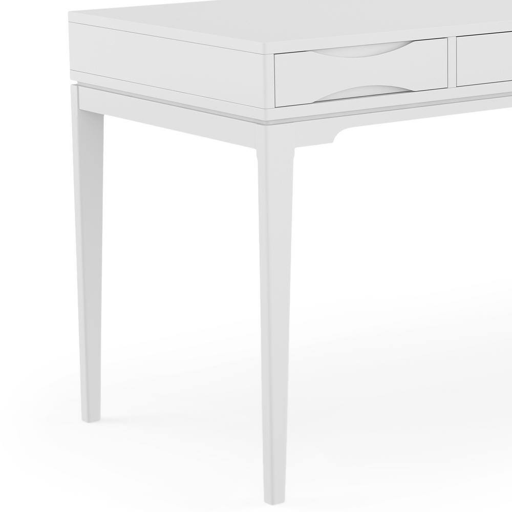 Harper White Solid Hardwood Desk with Keyboard Tray and Drawers
