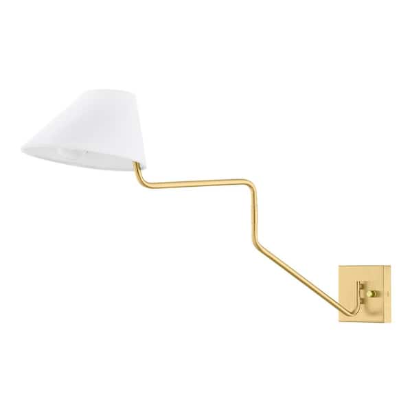Home Decorators Collection Elkhart 10.25 in. 1-Light Aged Brass Wall Sconce
