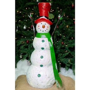 30 in. Christmas Tall Snowman with Green Scarf