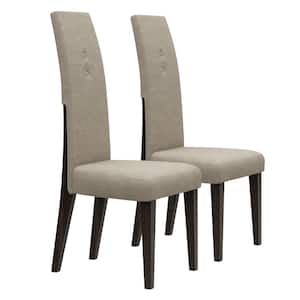 Brown and Espresso Upholstered Microfiber Dining Side Chairs (Set of 2)